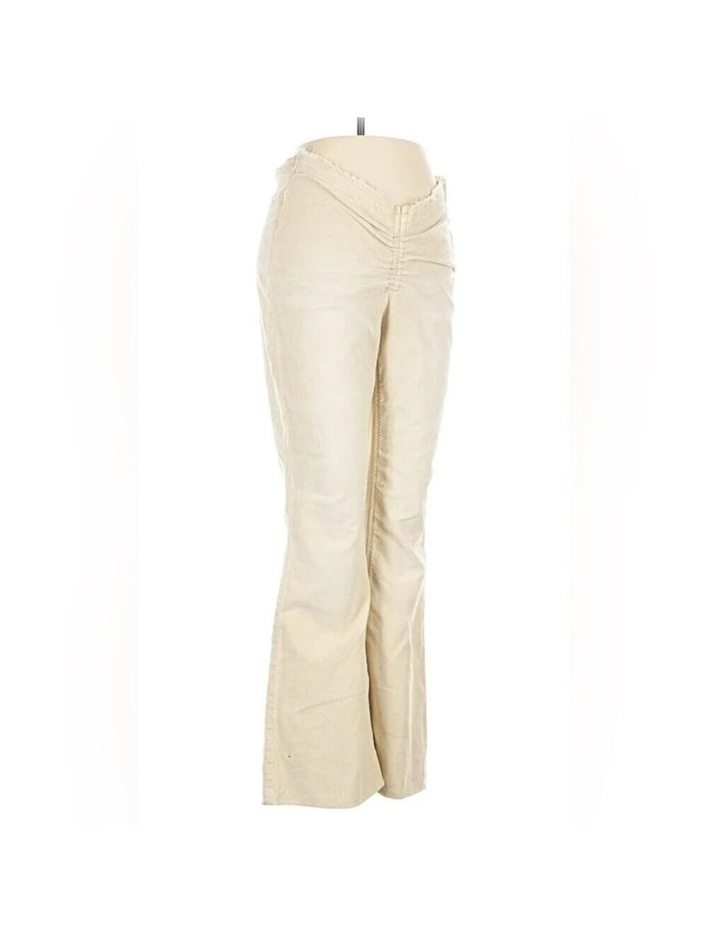 Urban Outfitters super low rise ruched corduroy Cream Flare Pants size 25